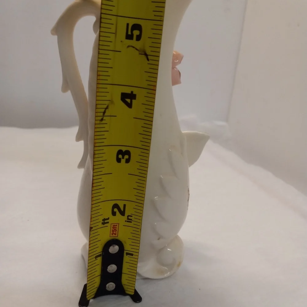 VTGE UCAGCO Ceramic Pitcher Vase w/Handle Butterfly White w/Gold Trim Japan
